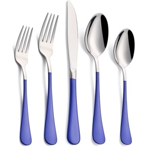 Cubiertos de acero inoxidable Ideal para cocina, mesa, café, uso doméstico, mango de Metal, juego de cubiertos de 4 cucharas, tenedor, cuchillo, plateado - Product Image 1