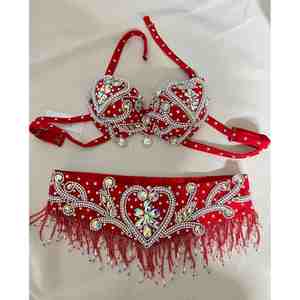 ชุดเต้นระบำหน้าท้องสำหรับเด็กผู้หญิงบราใส่เล่นกีฬาพร้อมรายละเอียดลูกปัดในราคาสมเหตุสมผลชุดสวมใส่ใหม่ - Product Image 3