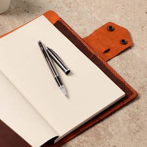 Achetez un journal rechargeable en cuir véritable, un carnet de notes de bureau, un journal de voyage A5, 160 pages - Product Image 6