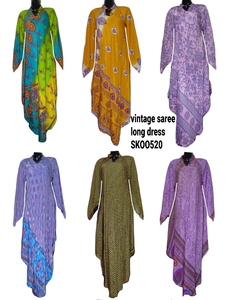 ชุดเดรสแม็กซี่ผ้าไหมวินเทจพร้อมผ้าลูกไม้และกระดุมเสื้อคอวีพิมพ์ลายดอกไม้ฤดูร้อน - Product Image 2