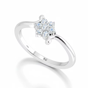 แหวนทอง 14K ประดับเพชรธรรมชาติ ดีไซน์หรูหราสำหรับผู้หญิง พร้อมเพชรทรงกลมเจียระไนแบบบริลเลียนท์ 7 เม็ด |   0.20 กะรัต |   ชุดลำลองประจำวัน - Product Image 1