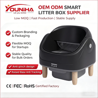 Bac à litière carré semi-automatique intelligent en plastique, design ouvert, pieds hauts, écologique, 70L, nettoyage facile, système de tamisage, OEM/ODM