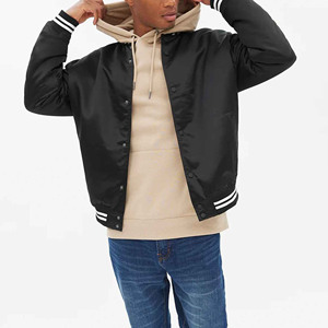 2025 nuevo cortavientos de invierno personalizado al por mayor ropa universitaria para hombres chaquetas de talla grande para hombres chaqueta de bombardero de satén de seda Lisa para hombres - Product Image 3