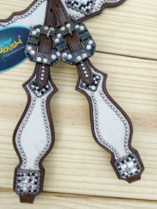 Juego de arreos para caballo personalizados, diseño de girasoles y hojas pintados a mano sobre cuero, cabezada y pechera estilo western. - Product Image 4
