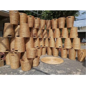 Water Hyacinth New Arrival Eco-Friendly Multi-Purpose Handcrafted Natural Color Simple Style Clothing <b>Storage</b> <b>Basket</b> Made - Product Image 1