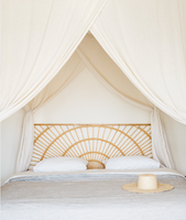 Tête de lit rustique vintage en rotin 100 % naturel en forme de fleur, panneau réglable en hauteur, pour la maison et l'hôtel