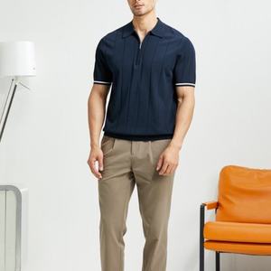 Camisa de Punto para Hombre, Alta Calidad, 100% Poliéster, Cuello Polo, Diseño de Manga Corta, Suéter con Media Cremallera 1/4 - Product Image 2