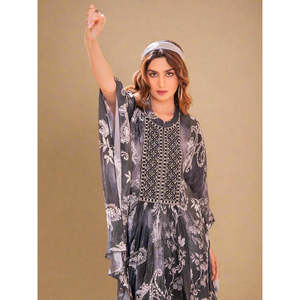 Nocturne Bloom Floral Kaftan Co-ord <b>Set</b> <b>Two</b> <b>Piece</b> for <b>Lounge</b> Outfit - Product Image 2