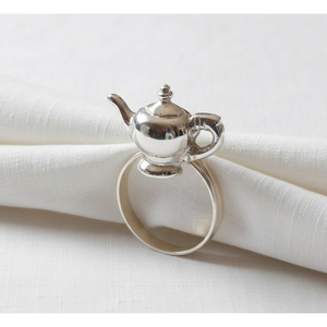 Anillos de Servilleta de Metal Plateado con Diseño de Manzana para Decoración de Mesa de Hotel, Elegantes Hebillas con Diseño de Hoja Martillada en Oferta - Product Image 3