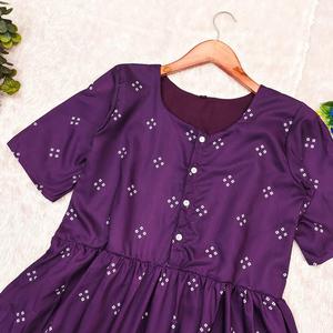 Vestido Midi púrpura de lujo Premium para mujer con estilo elegante de algodón con detalles de botones inspirados en Bollywood Ropa étnica - Product Image 5