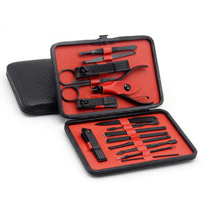 Juego de manicura y pedicura con logotipo personalizado profesional de 15 piezas, cortaúñas de acero inoxidable multiusos con caja de belleza para el cuidado de los pies de PU - Product Image 3