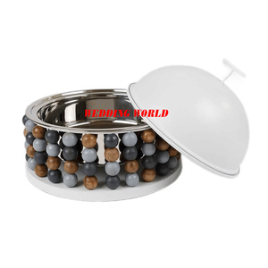 Chauffe-plats perlé fini blanc Casserole de créateur faite à la main de haute qualité Meilleure vente en gros Nouveau Hotpot en métal - Product Image 1