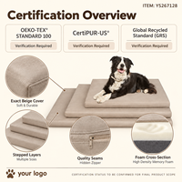 Matelas pour chien Yangyangpet en tissu aspect daim beige rectangulaire en mousse à mémoire de forme haute densité