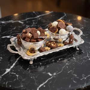 Tazón de Chocolate de Metal Repujado con Bandeja, Plateado, Diseño de Lujo, Tamaño Personalizado, Nuevo - Product Image 2