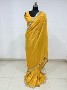 Wholesale Ready to Wear Chinon Sarees Featuring <b>Detailed</b> Embroidery Stylish Pre Stitched Saree Collection for Fashion Retailer - Product Image 3