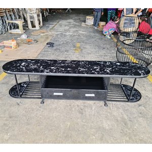 KTV68062 <b>Black</b> Stone Top TV Stand with Drawers 180x40x45cm Modern Design Living Room Furniture TV Cabinet/<b>Console</b> - Product Image 5