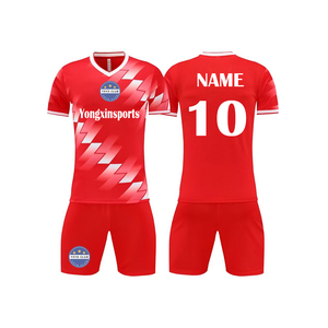 Personalizado azul real impreso fútbol uniforme Tailandia transpirable fútbol Jersey 100% poliéster cuello en V media manga estiramiento secado rápido - Product Image 4