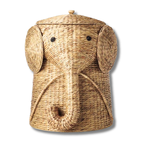 Panier de rangement en forme d'éléphant en bambou naturel en rotin de jonc de mer - Product Image 1