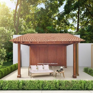 Pérgola y gazebo de madera de teca de lujo moderno para jardines al aire libre Resorts Villas estilo indonesio muebles sólidos para barbacoa - Product Image 2