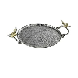 Plateau de service en métal antique de créateur Plateau décoratif rectangulaire de luxe argenté avec poignée en laiton pour la maison et l'hôtel - Product Image 4