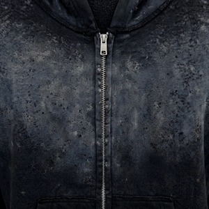 Black Acid Wash Zip Up Hoodie <b>Rhinestone</b> Sleeve Oversized Streetwear Tracksuit <b>Jacket</b> Custom Men Private Label - Product Image 3