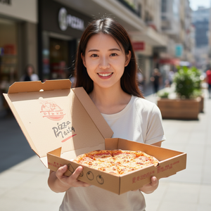 Premium Eco-Friendly Kraft Paper <b>Pizza</b> Packaging <b>Box</b> with Ventilation Holes Microwave Safe for Fresh Baked <b>Pizza</b> Takeaway - Product Image 4