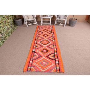 Vintage Turkish <b>Rug</b>, 2.2x9.6 ft <b>Runner</b> <b>Rug</b>, Orange Kilim Southwestern <b>Rug</b> - Product Image 1