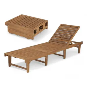 可折叠木制日光浴床，带可调节靠背200x65x35厘米实心柚木日光浴躺椅，用于在花园公园家具中露营