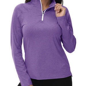 Venta al por mayor de polos para las mujeres logotipo personalizado transpirable de secado rápido respetuoso con el medio ambiente cuarto de cremallera de algodón de talla grande polos de las mujeres - Product Image 3