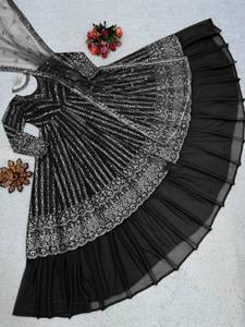 Lehenga choli ผ้าคอตตอนดูปองต้าสำหรับใส่ไปร่วมงานเทศกาลเปิดตัว - Product Image 5