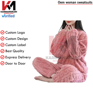 <b>Women's</b> Plus Size Eco-Friendly Soft Cozy Hooded Solid Pajama Set Plush Sleepwear Thick Pullover Top Pants Summer Tracksuits - Product Image 3