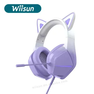 D s10 חתול רעש מבטל אוזניות קווית מיקרופון קווית סראונד קול היקפי משחק מחשב עבור בנות בית הספר משחק cosplay
