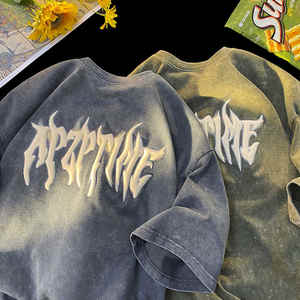 Camiseta con estampado de soplo para hombre, camisetas gráficas con letras de algodón orgánico, camisetas personalizadas con estampado de soplo 3D para mujer - Product Image 1