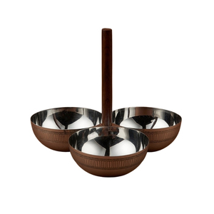 Bol de service fait main à trois dates avec plateau de service poli brillant métallique sûr pour la décoration de table à manger - Product Image 5