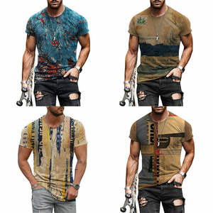 Camiseta deportiva de manga corta con cuello redondo para hombre, Camiseta deportiva ajustada de poliéster para gimnasio, Impresión digital personalizada - Product Image 3