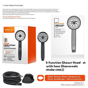 5-Function <b>Shower</b> Head Set with Hose <b>Shower</b> Room <b>Accessory</b> - Product Image 3