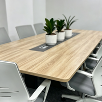 Ensemble de table et chaises de conférence de bureau moderne pour 10 à 12 personnes, table de réunion en bois avec prises électriques
