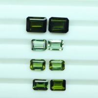Safir Hijau Alami Potongan Cushion, Terolah Panas, Dipoles, Set 4 Pasang 7X5, 2 Pasang 9X7