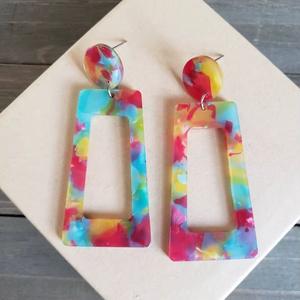 Resin Embroidery Earrings Handmade Stainless Steel Fashion Jewelry for Women Girls Classic Wedding Look High Quality - Product Image 1