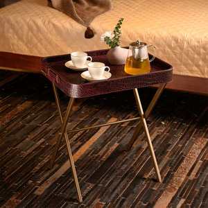 Bandeja de cuero rectangular, bandejas decorativas de servicio de fiesta modernas Vintage para decoración del hogar, diseño de lujo de mesa - Product Image 5