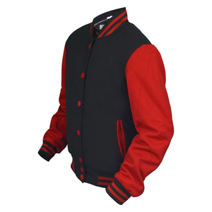Custom Logo Embroidery Woolen <b>Varsity</b> <b>Jacket</b> High Street Style College <b>Men's</b> Winter Letterman <b>Bomber</b> Leather Sleeve OEM Service - Product Image 4