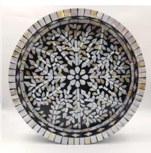 Bandeja de Servicio de Madera de Alta Calidad con Diseño Único de Incrustaciones de Hueso para Servir Alimentos, Café y Té - Product Image 1