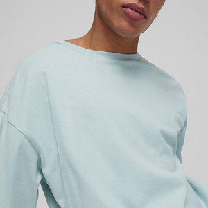 Camiseta de algodón puro con cuello redondo sólido para hombre, camiseta pesada de algodón GSM de alta calidad con estampado de etiquetas personalizadas - Product Image 6