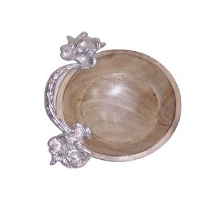 ชามไม้อะคาเซียไม้เนื้อแข็งชามสลัดพร้อมก้านและใบมีด้ามจับด้านหนึ่งสำหรับอาหารผลไม้ - Product Image 5