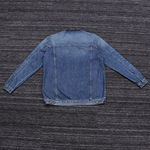 Chaqueta vaquera personalizada para hombre, vintage, con orillo borde y, con capucha, lavada, formal, holgada, con cuello levantado, bolsillos delanteros con logotipo - Product Image 2