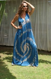 OEM Private Label Waistline Natural Tie Dye Maxi Dress avec Fantaisie Conçu Solide Motif Indienne Exportateurs En Gros - Product Image 6