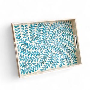 Plateau de service en nacre naturelle fait à la main, écologique, incrusté de coquillages, décoration d'intérieur vietnamienne - Product Image 2