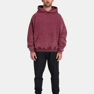 Sudaderas con capucha personalizadas de alta calidad para hombre, 100% algodón, peso pesado, Boxy, ropa de calle Vintage, sudaderas con capucha lavadas con ácido de gran tamaño - Product Image 3