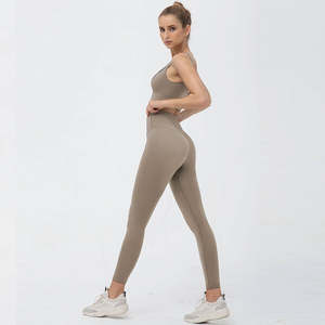 Gran oferta, conjunto de Yoga para mujer con logotipo personalizado, ropa deportiva de talla grande en forma de V, patrón sólido, mallas ligeras transpirables, sujetador de entrenamiento para - Product Image 6