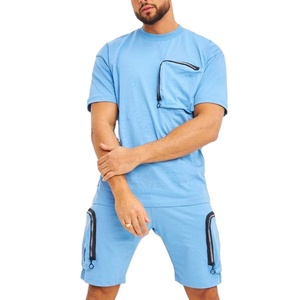 Men's Breathable Casual Summer Sweat Suit <b>Twin</b> <b>Set</b> 2-Piece Short Sleeve T-Shirt and Shorts 2027 - Product Image 2